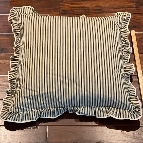 Ralph Lauren black ticking throw pillow with feather insert 22” - Picture 2 of 9